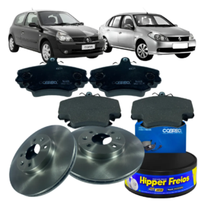 Kit Disco Freio Dianteiro Pastilha Clio Sandero 1999 À 2013